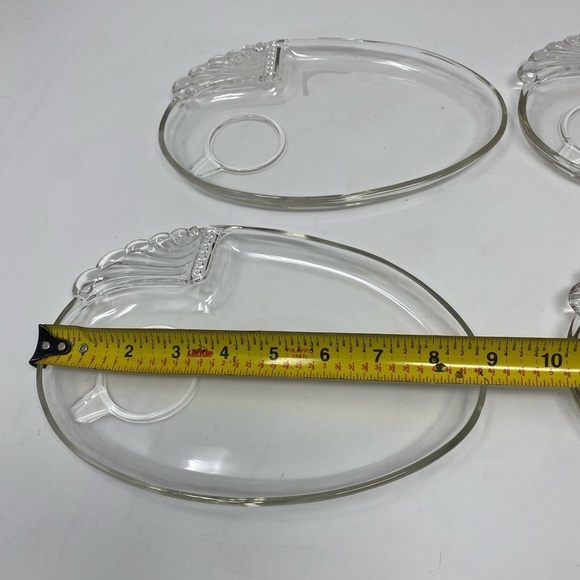 Set of 4 Vintage 1950's Clear Glass "Serve a snack" Plates Hocking Glass Co - Picture 4 of 7
